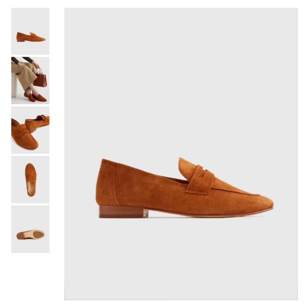 🧡 Quince Italian Leather Pointy Penny Loafer – Cognac, Size 9 (New Without Box) - Picture 2 of 9